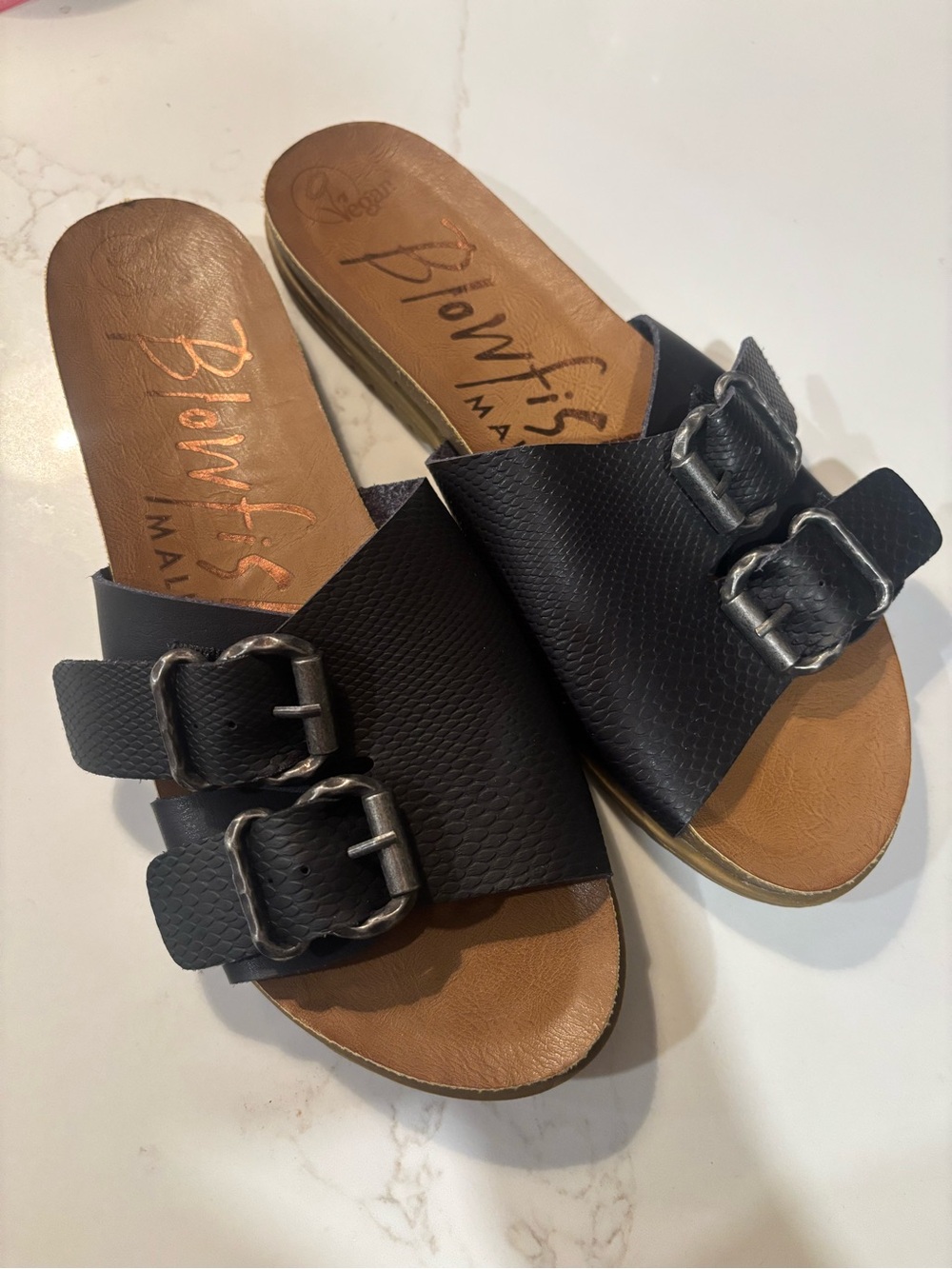 Blowfish Black Double Buckle Slide Clogs